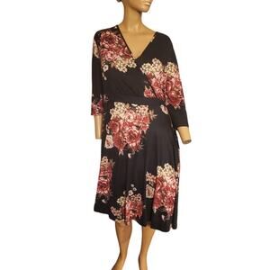 Nemidor Women's Floral Mock Wrap Around Dress Plus Size 18